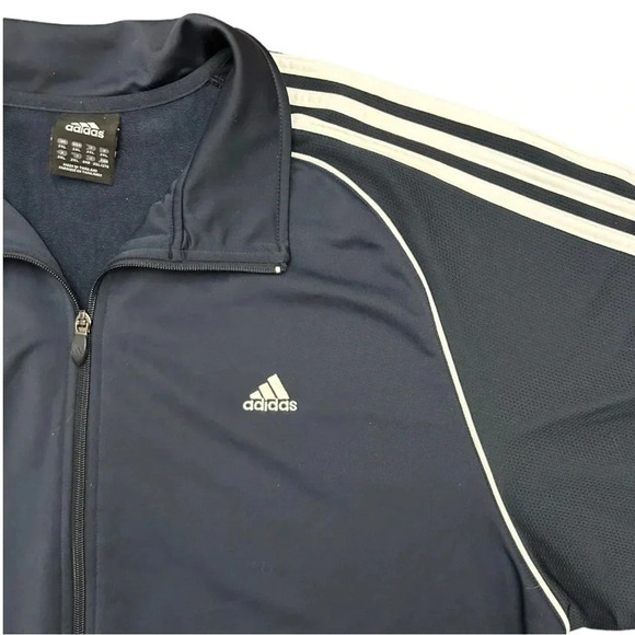 Y2K Adidas 3-Stripe Performance Track Jacket Full Zip Athletic Size 2XL - Picture 3 of 9